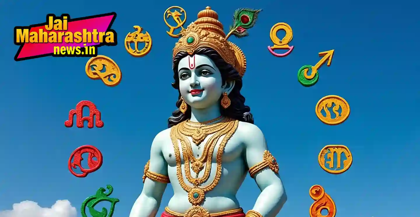 Lord Krishna Favourite Rashi with zodiac signs in background